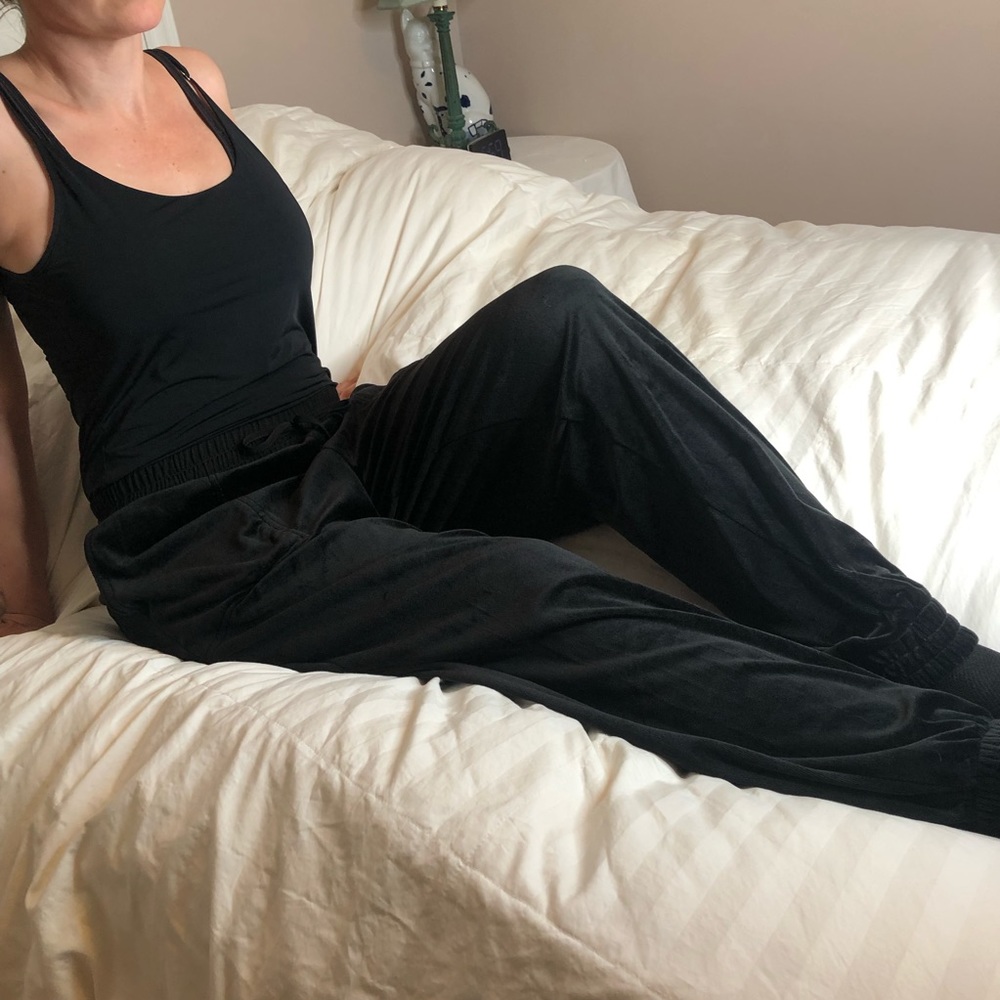2 LEFT 12 & 14 STRECHY Joggers SOFT Lounging Travel Black Velvet PLUS SIZE Pants